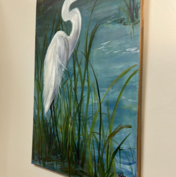 Snowy White Egret in oil